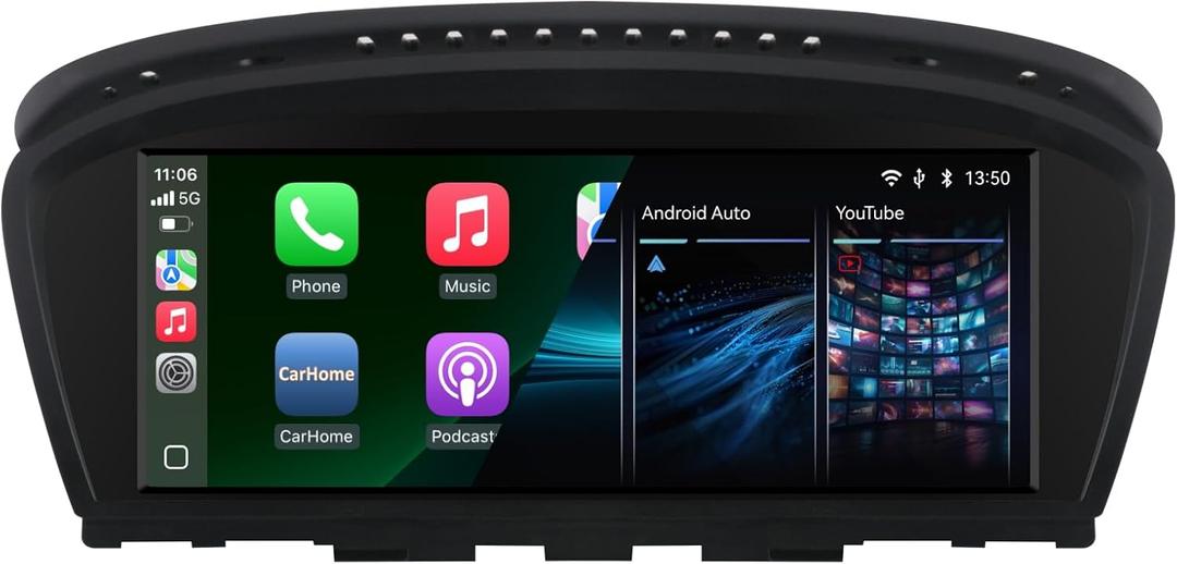 Car Radio for BMW 3/5 Series E60 E61 E63 E64 E90 E91 E92 CCC (2004-2008) Stereo with Wireless CarPlay Android Auto iDrive System Upgrade Retrofit Multimedia Player Original Car Touchscreen
