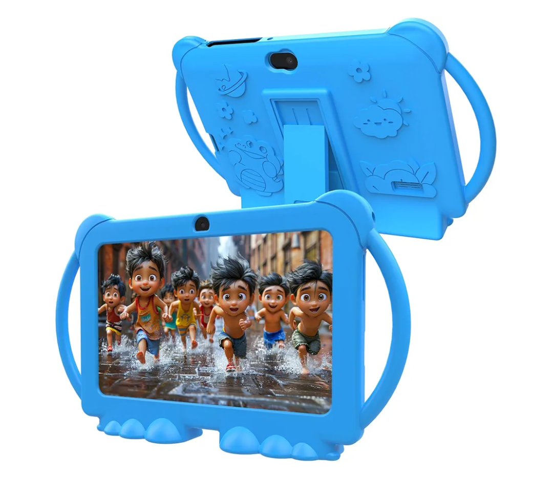 Kids Tablet 7 inch Android 12.0 for Toddler, 4GB RAM 32GB ROM Bluetooth IPS Screen Parental Control Dual Camera Shockproof Case for Educational Games, (1PCS, Blue)