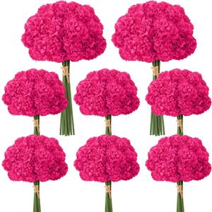 72 Pcs Hot Pink Hydrangea Artificial Flowers, Round Floral Bouquet for Home Decor, Wedding, Party, and Seasonal Decoration, Realistic Fake Flowers for Centerpieces, Aisle, Table Arrangements