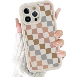 for iPhone 16 Pro Max 6.9'' Aesthetic Colorful Checkered Phone Case, Cute Checkerboard Pattern Design Phone Cover Soft Slim TPU Shockproof Protective Plaid Case for Girls Women