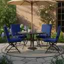 Summsun High Back Patio Chair Cushions Set of 4, Outdoor Dining Seat Cushion with Splash-Proof Removable Covers, Ties, Non-Slip Bottom for Garden Lawn Patio Furniture, 44 x 20 Inch, Navy