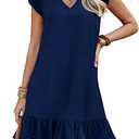 Women's Summer Mini Dress Flutter Sleeve V Neck Casual Loose Swimsuit Cover Up Flowy Ruffle Beach Vacation Sundresses XL