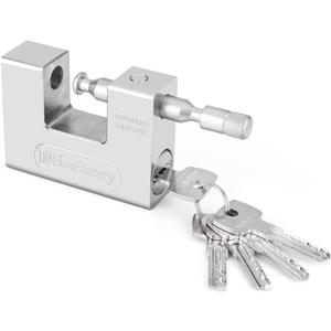5 Keys Super Silver Heavy Duty Padlock Lock for Garage Warehouse Shipping Container
