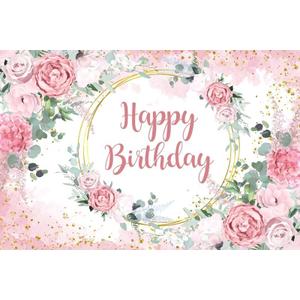10x8ft Floral Flowers Birthday Backdrop for Women Pink Girls Birthday Valentine's Mother's Background Wedding Baby Shower Spring Tea Baptism Party Banner Photo Booth