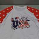 4th of July Shirts Women:USA Color-Blocking Short-Sleeve American Flag Crew Neck Graphic Tee Patriotism T-Shirt, XL