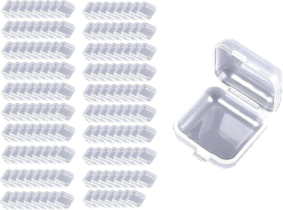 Mini Square Storage Containers and Organizer with Hinged Lid,Transparent Craft Supply Box for Earrings Chains Tiny Items Earplug (160)