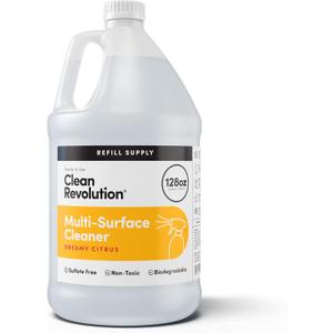 Clean Revolution Multi Surface Cleaner Refill Supply, Non-Toxic, Eco-Friendly & Plant-Based, Ready to Use, Dreamy Citrus, 128 Fl Oz (1 Gallon)