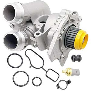 OKAY MOTOR 06H-121-026-ED Aluminum Water Pump Assembly for 2009-2018 Audi A3 A4 A5 A6 Q3 Q5 TT TTS Quattro 2008-2018 Volkswagen Beetle CC Eos GTI Jetta GLI Passat Tiguan 2.0L TSI 06H121026ED