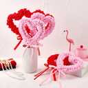 6 Pcs Valentines Day Tree Picks Large Red Pink Heart San Valentine Ornaments with Bow for Valentine's Day Tree Topper Decor Wedding Flower Arrangements Party Crafts Supplies