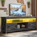 YITAHOME Farmhouse TV Stand for 65/55 Inch Television, LED Entertainment Center Television Stand with Power Outlets and Open Shelf, Media Console TV Cabinet for Living Room, Dark Grey