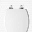 Mayfair Bennett Toilet Seat with Brushed Nickel Hinges, Slow Close Wood Seat, Secure Metal Hinges, Easy Install, Made in USA, Round, White