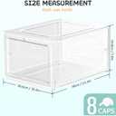 SCAVATA 6 Pack Hat Organizer Box, Stackable Clear Baseball Caps Holder Box Containers with Magnetic Door for Hats Snapback Cap Storag, Hat Rack Display Case, Holds 8 Hats Each (Clear)