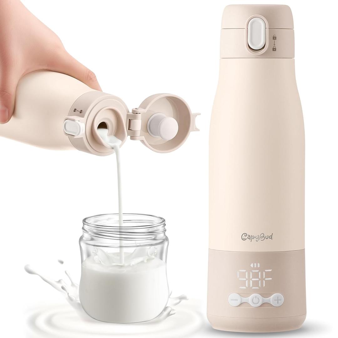 Portable Bottle Warmer for Travel, 12Oz Portable Milk Warmer with Long Battery Life, Fast Heating for Breastmilk, Formula, Water, Smart Temp Control & Keep Warm, Ideal for On The Go Feeding