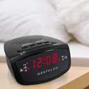 Westclox Dual Alarm Clock Radio 0.6" Red LED Display, FM Radio with 20 Presets, Adjustable Brightness, Snooze & Battery Backup, Digital FM Clock Radio Alarm for Bedrooms (Black)