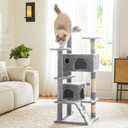Aidoly Cat Tree 54 Inch, Multi-Level Cat Tower with Condo, Perches, Sisal Scratching Posts and Climbing Ladder, Pet Play Toy Balls House for Indoor Cats, Light Grey