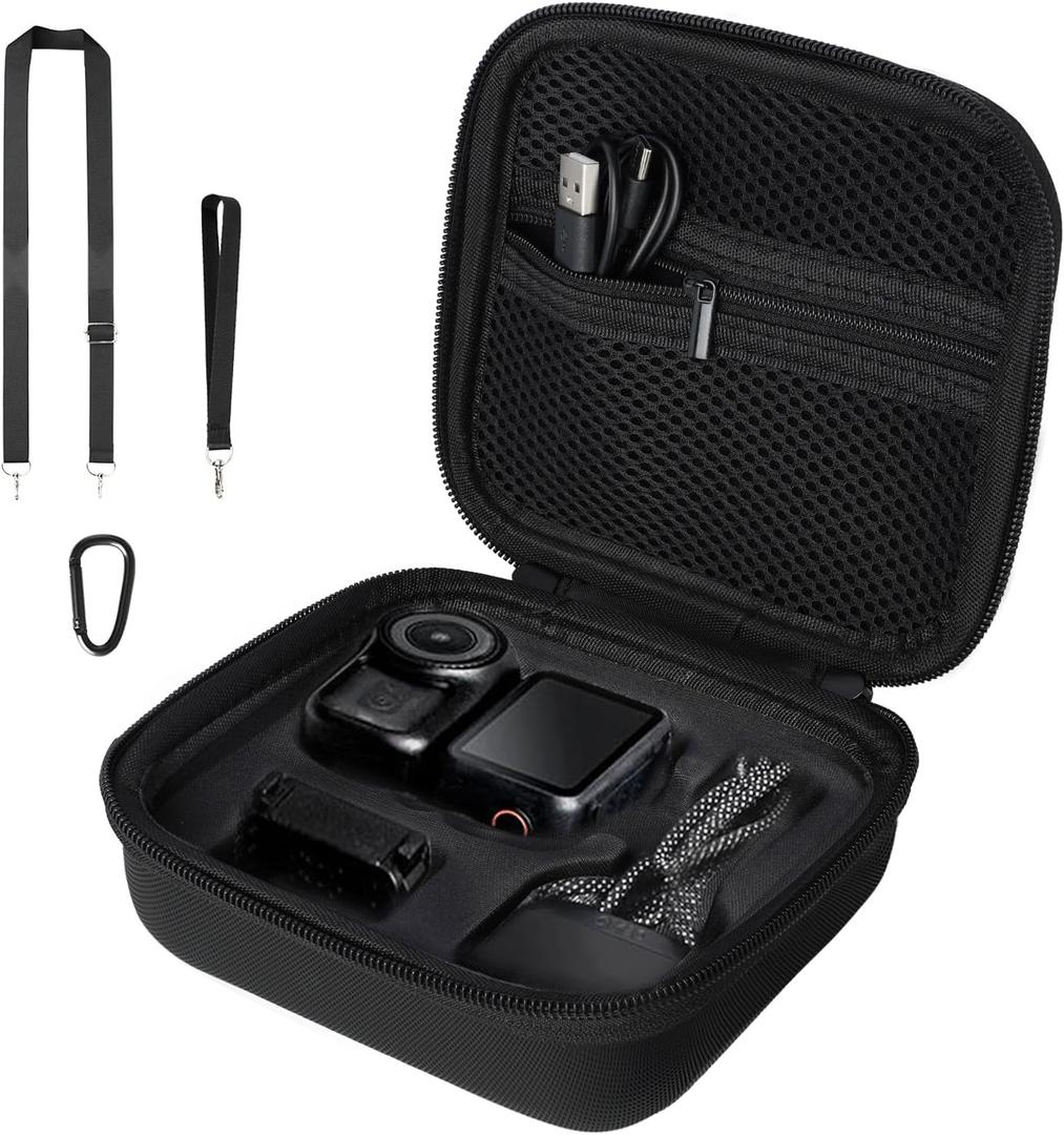 Carrying Case For DJI Osmo Nano: PU Leather Hard Shell Storage Bag for Full Accessories - Portable Vlog & Travel Organizer for Creators, Vloggers & Travelers (Black)