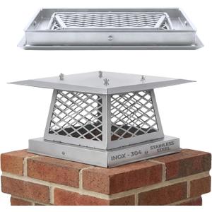 12"x12" Single Flue Bolt-On Chimney Cap with Easy & Fast Assembly Design – Durable Rust-Free Stainless Steel Chimney Cover for Outdoor Protection (Fits 11x11, 12x11, 12x12 & 12.5x12.5 Flues)