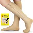 Ailaka Zipper 15-20 mmHg Compression Socks for Women & Men, Knee High Open Toe, Size: XL