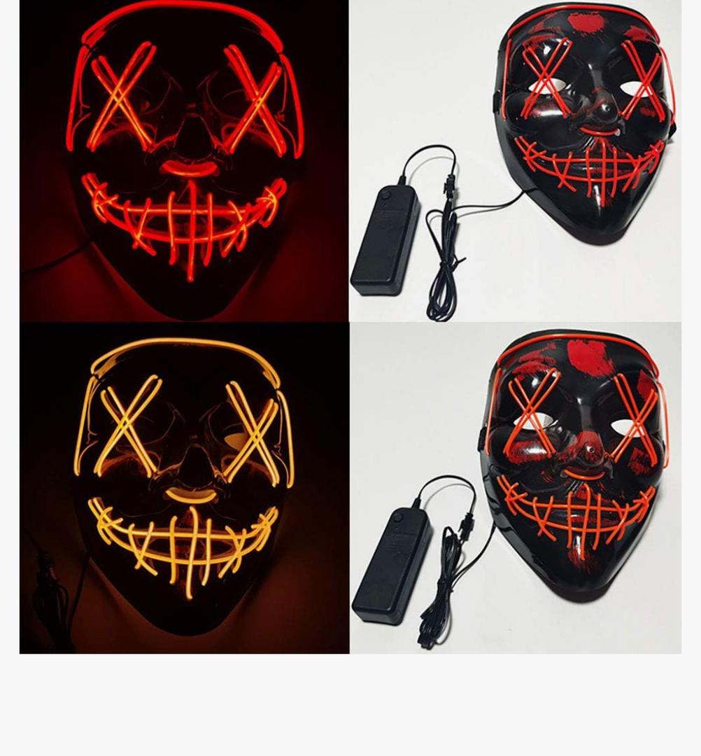 Halloween Scary LED Mask - Light Up Purge Mask for Festival Cosplay Party