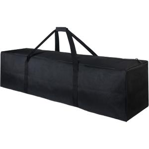 TOPDesign 46 Inch Extra Large Zippered Duffel Bag for Travel Camping Sports Equipment Storage, Waterproof Foldable Luggage Bag with Padded Handles (Black)