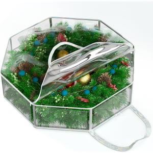 Homyfort 24" Christmas Wreath Storage Container - Waterproof Heavy Duty Wreath Bag with Reinforced Handles, Transparent PVC Wreath Holder for Xmas Holiday Seasonal Wreath Garland