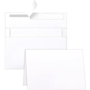 Silunkia 100 Packs Blank White Note Cards and Envelopes 4 x 6 Heavyweight Folded Cardstock and A4 Envelopes Printable Self Seal for Christmas DIY Greeting Cards, Wedding Invitations, Thanksgiving Card