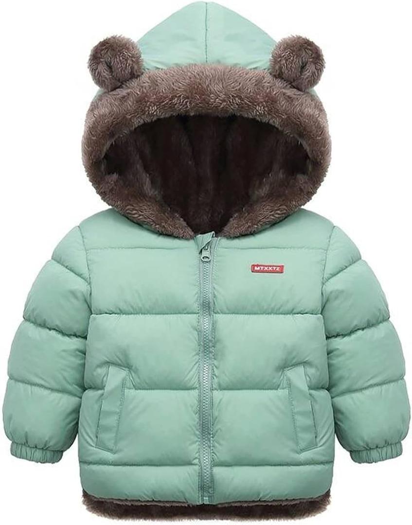 Fairy Baby Infant Baby Winter Coat Cute Teddy Bear Hooded Jacket Warm Fleece Outerwear Windproof Toddler Boys Girl 6M-4T (18-24 Months)