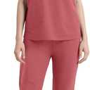 Scrubs for Women Set, Sleeveless Stand-Up Collar Medical Nurse Uniform Top and Jogger Pants, 8 Pockets, L