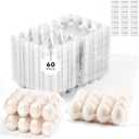 60 Pack Egg Cartons Cheap Bulk 1 Dozen Jumbo Egg Cartons Extra Large Duck Egg Holders with Sticker Labels Clear Empty Plastic Egg Containers for Home Ranch Farm Commercial Market Display