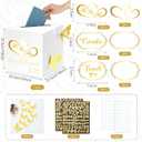 Resurhang White Wedding Card Box - 10x10 Inch DIY Large Box Slot with Cards Stickers Gold Butterfly Decors, Alphabet Stickers for Wedding, Graduation Party Reception, Birthday, Baby Shower, Raffle