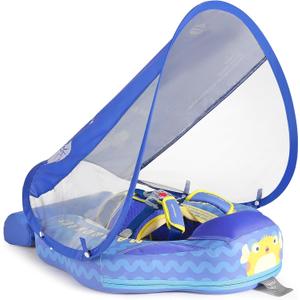 Mambobaby Float with Canopy Size Improved Non Inflatable Infant Baby Pool Float Smart Mambo Float Swim Trainer Add Tail Swim Float Mambo Float Solid Air Free Water Waist Swimming Ring, adjustable