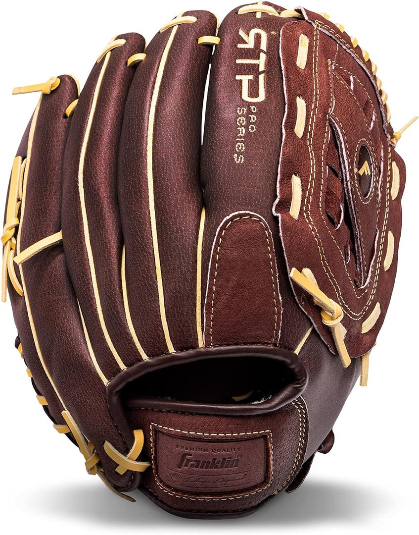 Franklin Sports Baseball Gloves - RTP Pro Adult + Kids Baseball Mitt - Outfield + Infield Gloves (12.5" - Basket Web, Brown)