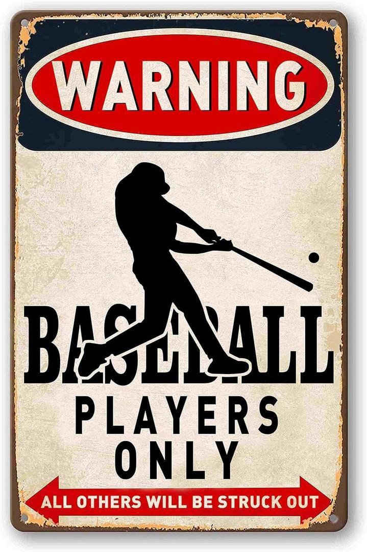 Vintage Baseball Wall Decor Sign - Metal Art for Boys Room Decor, Gift for Baseball Lovers - Perfect for Sports Themed Bedroom Decor, 8 x 12 Inch (928)