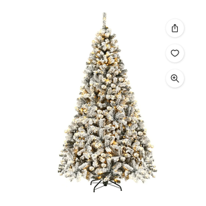 7.5 ft Prelit Premium Snow Flocked Hinged Artificial Christmas Tree with 450 Lights