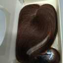 Real Human Hair Topper for Women, Clip in Short 8Inch Dark Brown Hair Topper with Real Scalp, Small Lightweight Secure Hold Topper for Thinning Hair/Receding Hairline, Seamless Blend Daily Wear