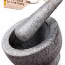 ChefSofi Mortar and Pestle Set - 6 Inch - 2 Cup Capacity - Unpolished Heavy Granite for Enhanced Performance and Organic Appearance - Included: Anti-Scratch Protector