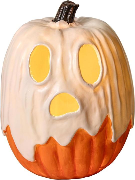 Faux Terracotta Pumpkin Decoration Large Plastic Jack O' Lantern Reusable Carved Pumpkin Lantern for Thanksgiving Halloween Fall Indoor Outdoor Decor Party Centerpiece