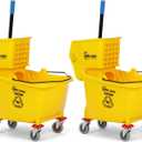 SIMPLI-Magic Side Press Wringer Commercial Mop Bucket on Wheels, 2-Pack, 26 Quart, Yellow, Polyethylene