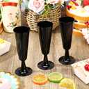 Domensi 100 Pack Black Champagne Flutes Bulk Plastic Disposable Champagne Glasses 5.5 oz Plastic Mimosa Glasses Wedding Cocktail Cups for Engagement Birthday Graduation Decor 2026 Party Supplies