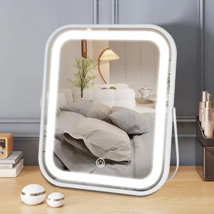 Lighted Vanity Mirror, Makeup Mirror with Lights, Dimmable Touch Screen, Portable Travel Mirror, Cosmetic Mirror with Lights for Makeup Desk Dressing Room