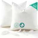 APSMILE Organic Cotton Goose Feather Down Plus Throw Pillow Inserts, 18x18 Inch Set of 2, Soft Supportive Square Decorative Pillow Forms for Couch, Sofa, Bed