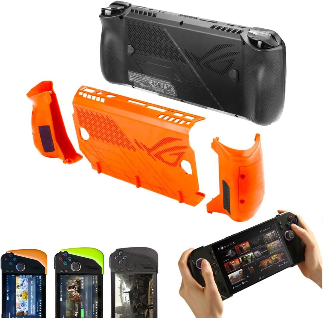Ergonomic Comfort Grips & Convertible Protective Case for ASUS Rog Ally X Multifunctional Case (Orange Blaze)