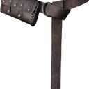 HiiFeuer Medieval Faux Leather Belt Bag with O Ring Belt, Renaissance Cosplay Belt Pouch, Portable Phone Bag for Ren Faire (Dark Brown A)