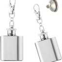 2PCS Mini Pocket Liquor Stainless Steel Portable Unique Bottle With Keychain 1 oz Whiskey Bottle and Small Funnel