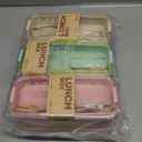 Rarapop 3 Pack Stackable Bento Box Adult Japanese Lunch Box Kit with Spoon & Fork, 3-In-1 Compartment Wheat Straw Meal Prep Containers (Green/Pink/Beige)