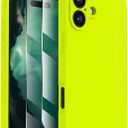 FireNova Designed for iPhone 16 Case, Silicone Upgraded [Camera Protection] Phone Case with [2 Screen Protectors], Soft Anti-Scratch Microfiber Lining Inside, 6.1 inch, Fluorescent Green