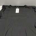 Petal Short Sleeve Top for Women Summer Casual Crew Neck Shirts Solid Dressy Blouse Pleated Tunics, Black 2XL
