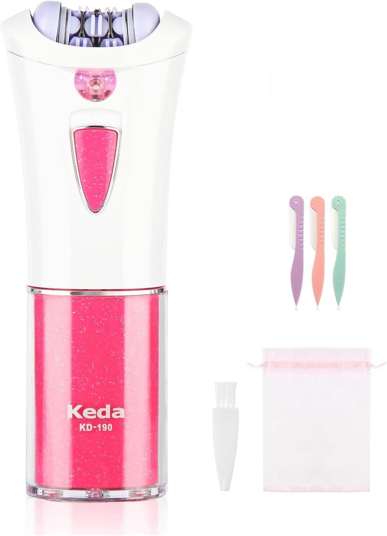 Epilator for Women - Cordless Portable Epilators Hair Removal for Women - 2025 NEW Glamorous Skin Epilator for Face and Body with LED Light - Smooth Glide for Facial, Bikini, Arms and Legs