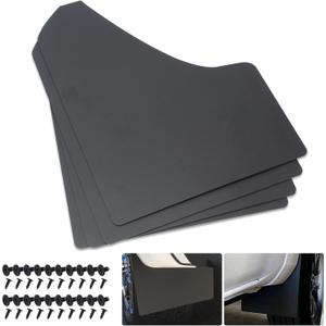 SUNPIE Car Mud Flaps Universal Fit Black Splash Guards (4 Pack) with 20 Pieces 6mm Fastener Rivet Clips