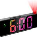 JXTZ Projection Alarm Clock, Alarm Clocks with Projection on Ceiling with 7.9" Large Display, LED Digital Clock with 4 Level Brightness, Snooze, Temperature, Clock for Bedroom Living Room, Colorful